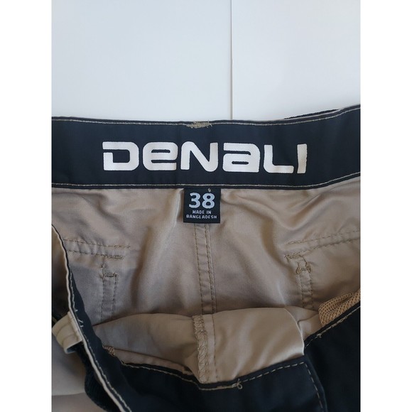 Mens Tan Denali Quick Dry Stretch Cargo 8 Pocket Hiking Shorts W/Belt Size 38 - Picture 2 of 8